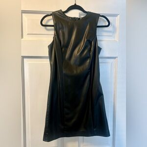 Zara Black Faux-Leather Sleeveless Midi Dress